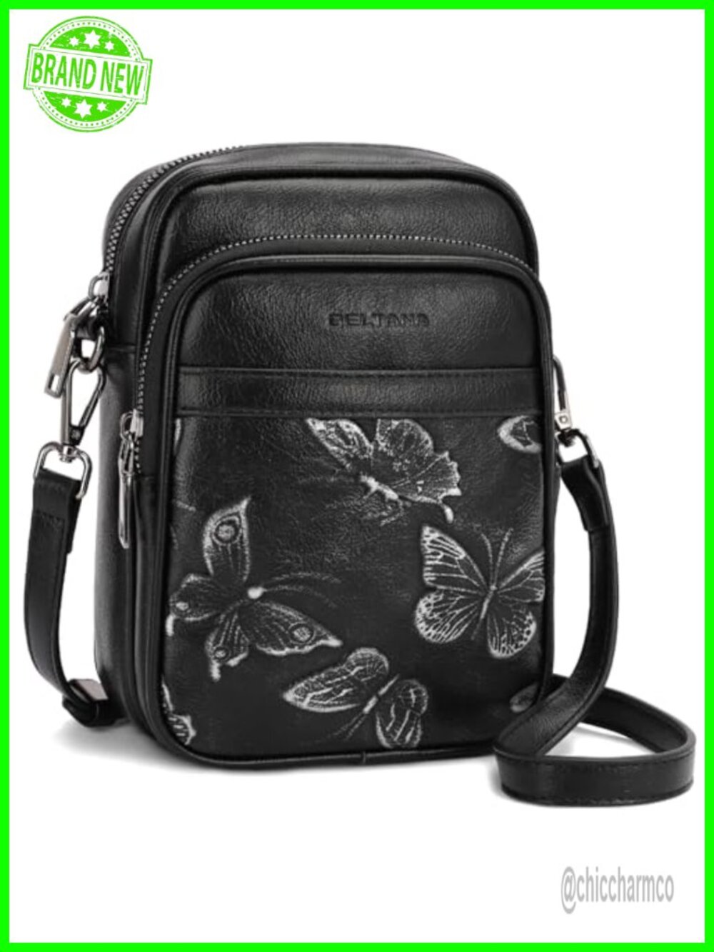 Small Crossbody Bag Butterfly Vegan Leather RFID Cell Phone Purse